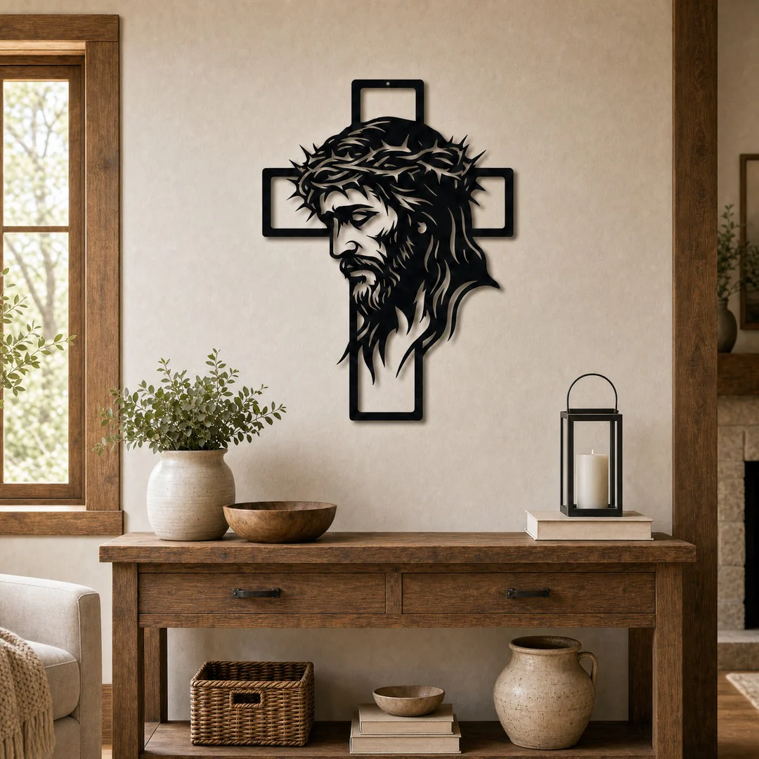 Jesus Face Cross - Wall Art