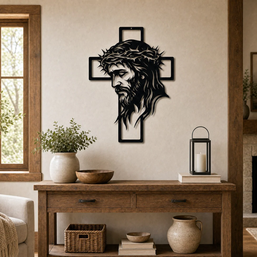 Jesus Face Cross - Wall Art