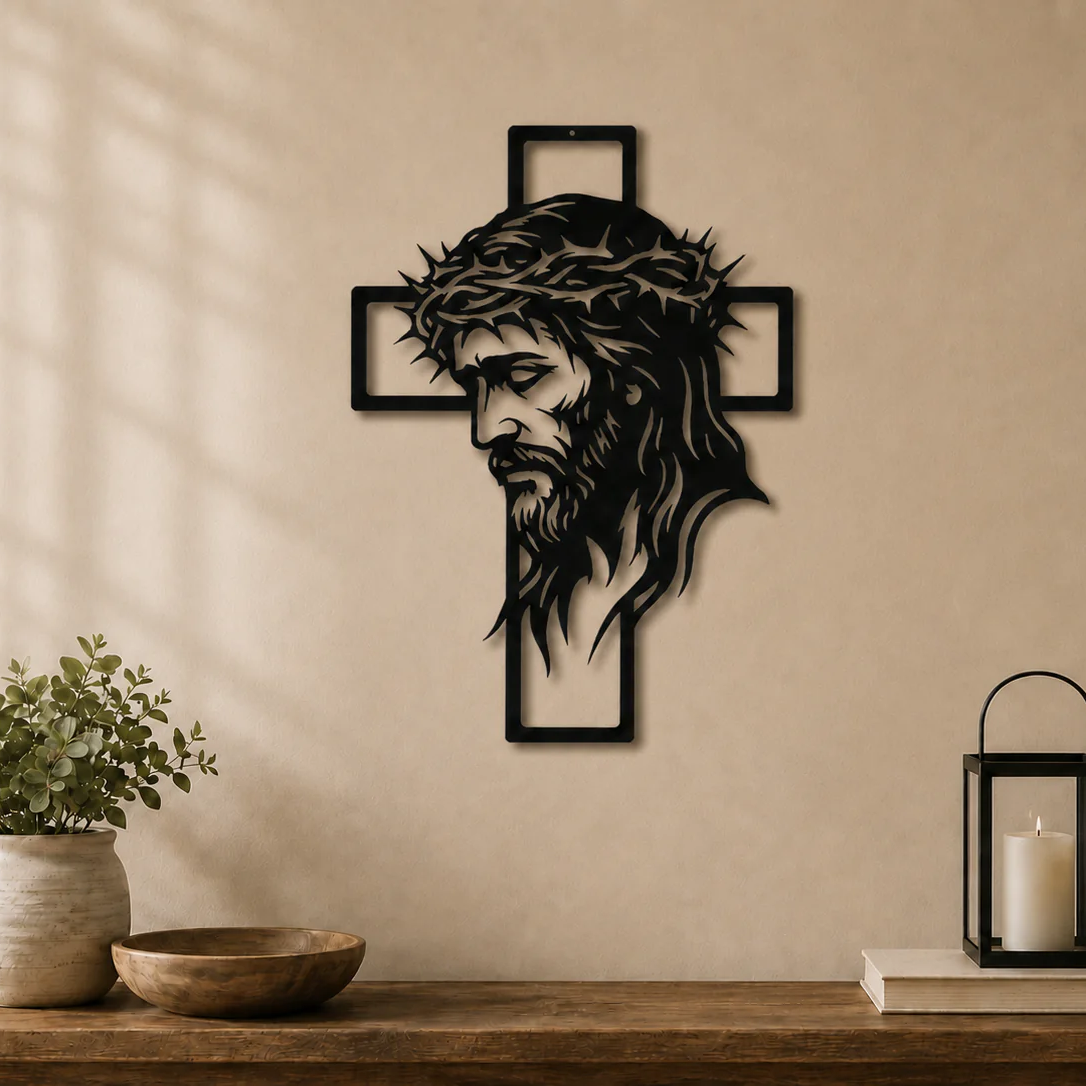Jesus Face Cross - Wall Art